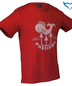 Poseidon T-Shirt Fish red S M L XL XXL Fisch Logo weiß Herren Damen Unisex rot N