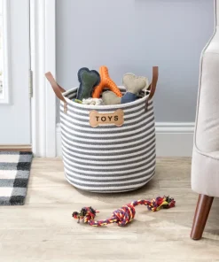 Spielzeugkorb – Dog Toys (gestreift mit Griffen)