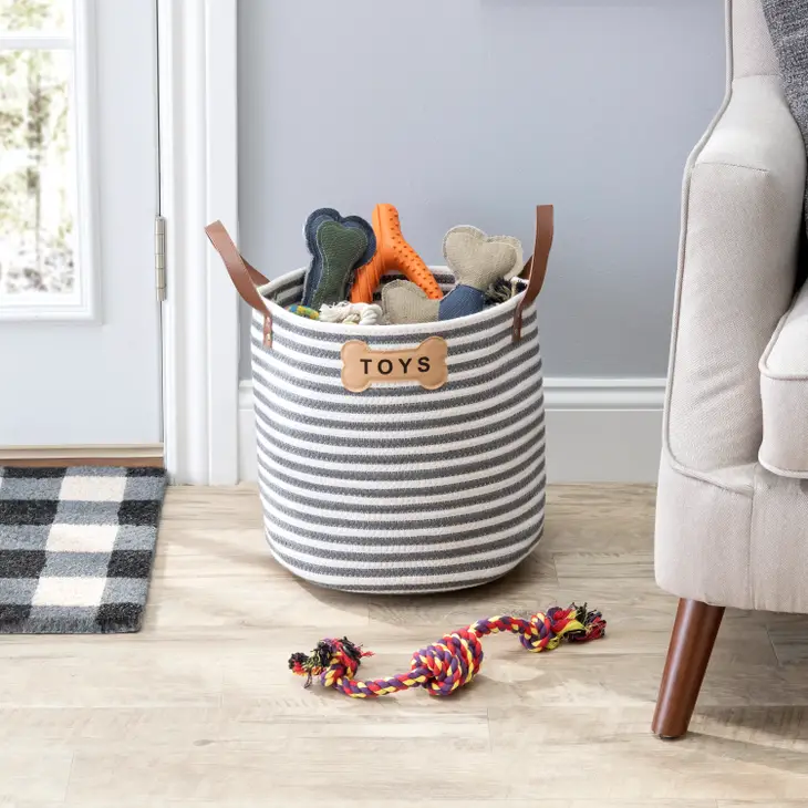 Spielzeugkorb – Dog Toys (gestreift mit Griffen) – Bild 2
