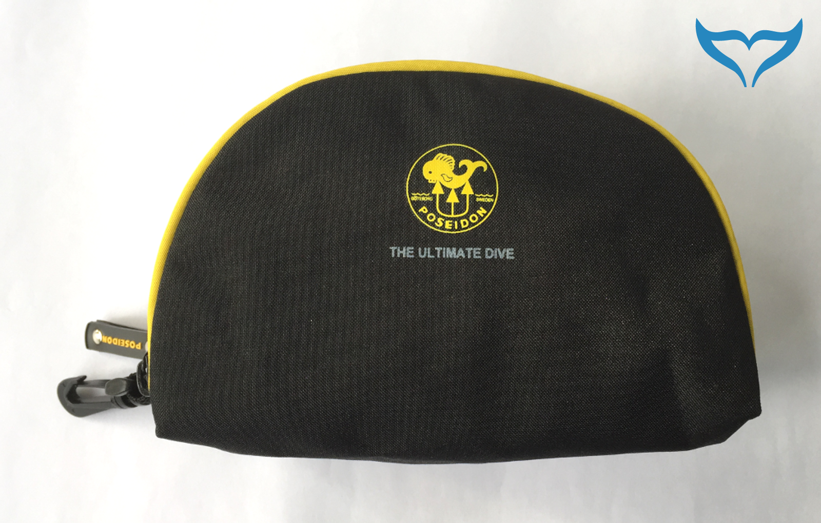 Maskentasche schwarz Poseidon Logo gelb TauchMaske Karabiner Tasche Etui Box Neu – Bild 3
