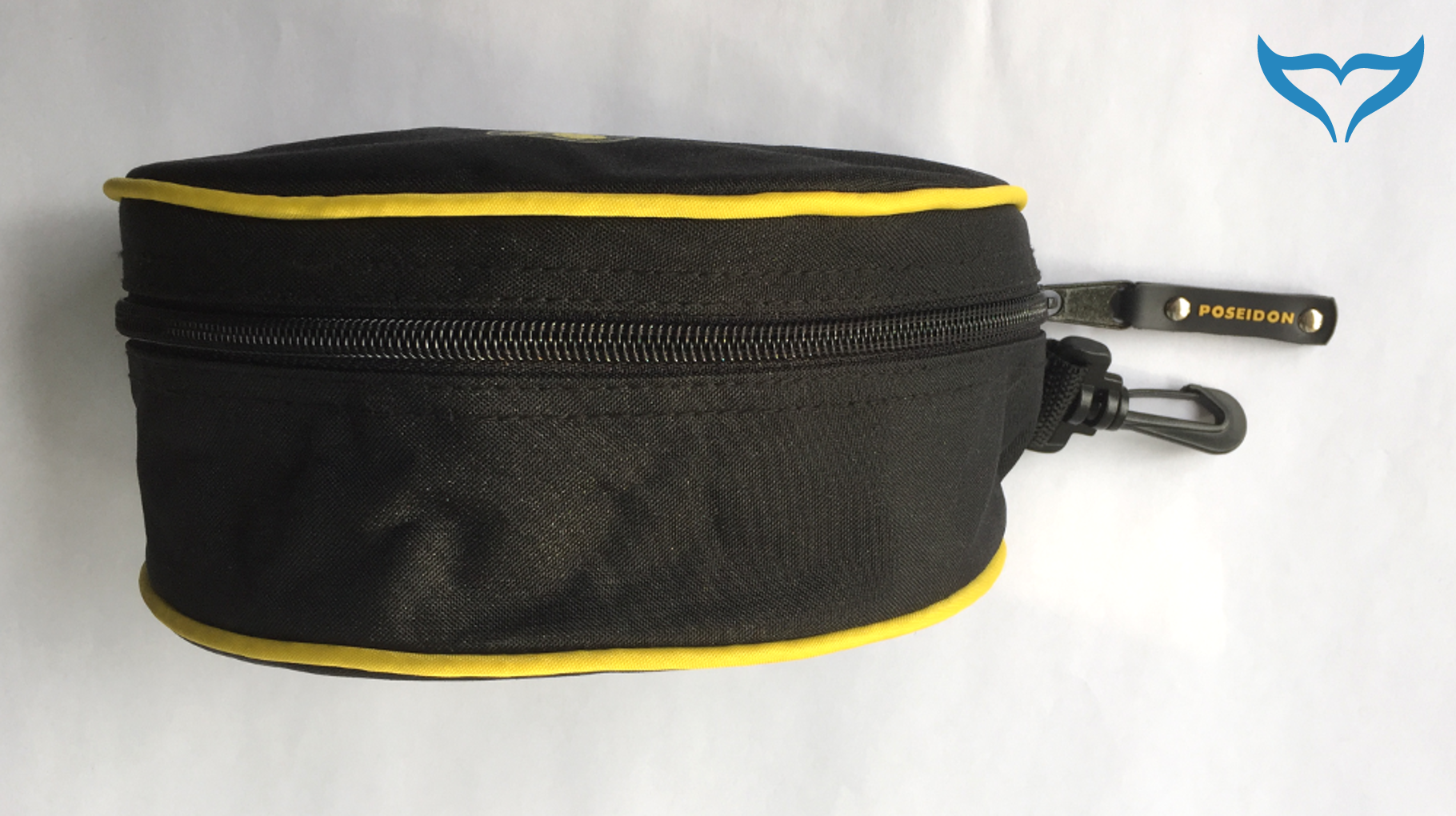 Maskentasche schwarz Poseidon Logo gelb TauchMaske Karabiner Tasche Etui Box Neu – Bild 4