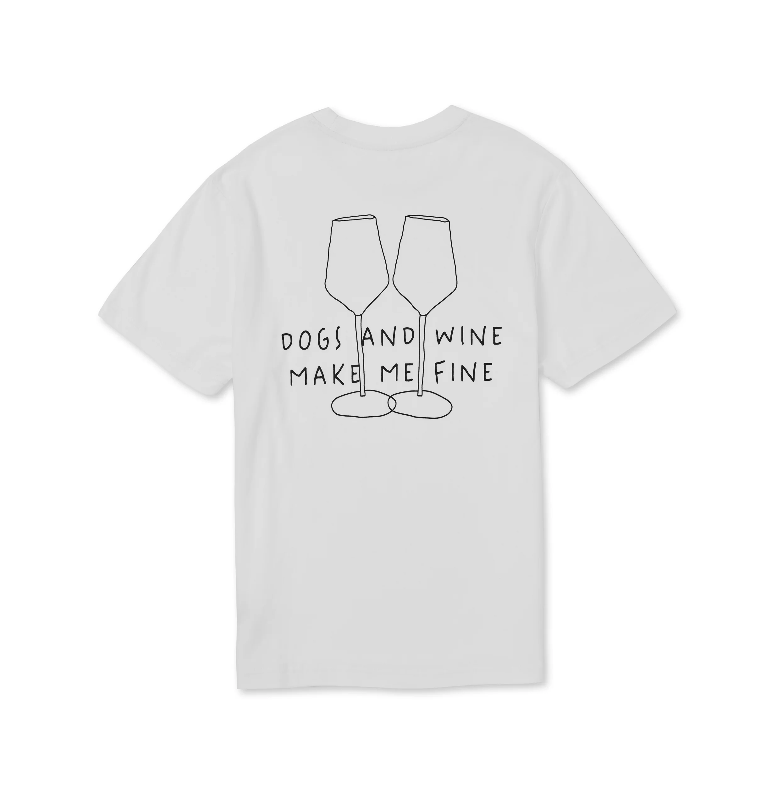 Lieblingspfote – T-Shirt „DOGS AND WINE MAKE ME FINE T-Shirt“, weiß, 100 % Bio-Baumwolle (M, L) – Bild 3