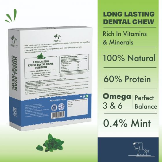Pawfect Himalayan Cheese Dental Chew Bar mit Minze, gegen Mundgeruch (3 Riegel à 65 g) – Bild 3