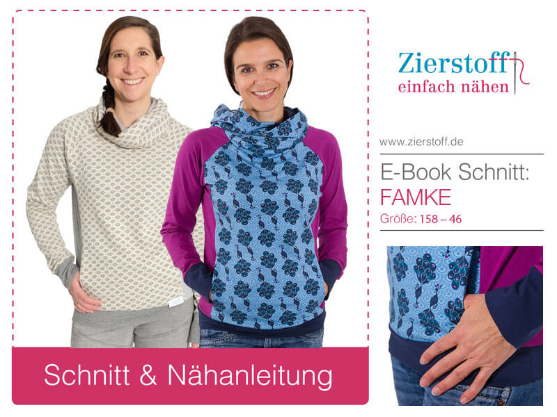 Pullover mit Kapuze oder Schalkragen “Famke”, Gr. 158 – Damengr. 46 – Bild 2