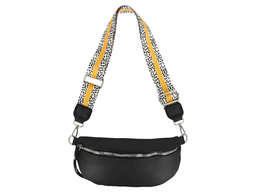 Crossbody-Tasche mit farbigen Taschen-Gurtband, schwarz – Bild 2