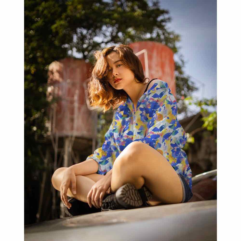 Viskosestoff – Blumen Aquarell Blau Gelb – Abverkauf – Bild 3