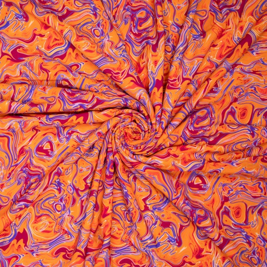 Viskosestoff mit Marmorierung in Orange / Royalblau – Bild 8