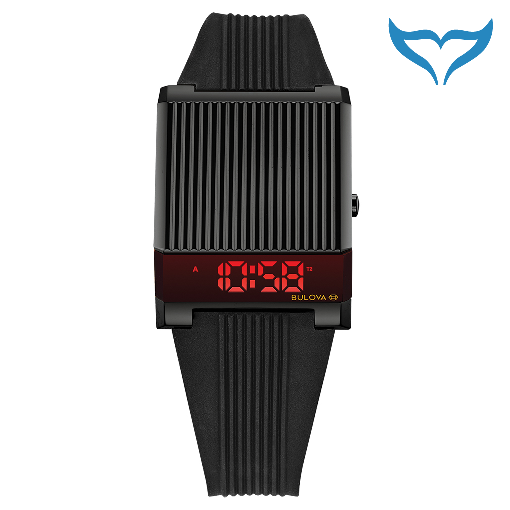 Bulova Computron Digital 98C135 Armbanduhr 3 bar Tag Datum schwarz Limited Edition
