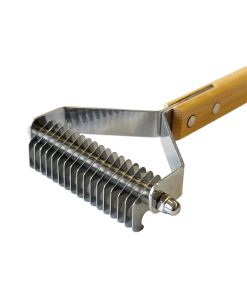 Bamboo Groom Unterwollkamm mit 17 Zähnen aus Edelstahl und Bambus (Unterwolle, Verfilzungen, Knoten)