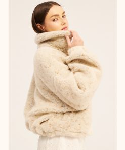 Alwero – Jacke BLANCS, Oversize, BEIGE MULTIDOTS, Biowolle