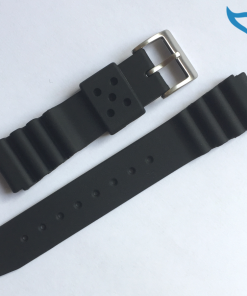 Armband Uhr Gummi schwarz 20 mm Federsteg Schließe matt Band Kautschuk Poseidon