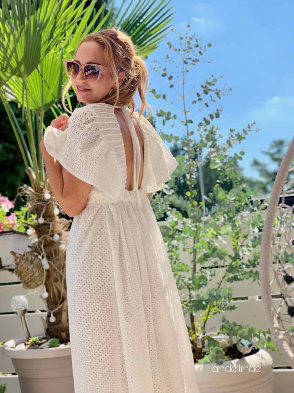 Baumwollstoff, Lochstickerei Ecru, Muster 3 – Bild 5