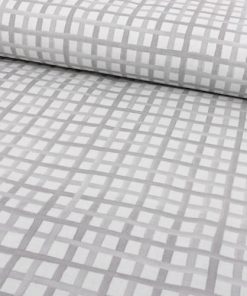 Baumwollstoff, Karomuster Grau / Weiß