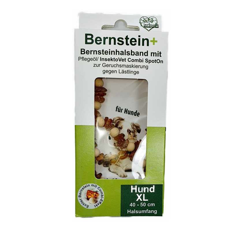 Bernsteinhalsband inkl. Pflegeöl/InsektoVet Combi SpotOn (keine Chemie) XS, S, M, L, XL XXL