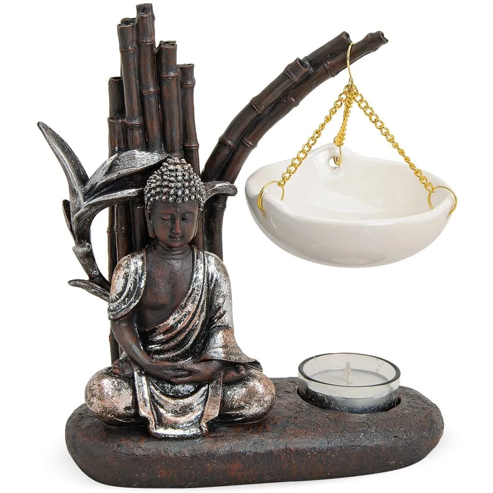 Buddha Duftlampe mit Bambus für Teelichter Dekofigur Poly & Keramik 1 Stk 19×20 cm