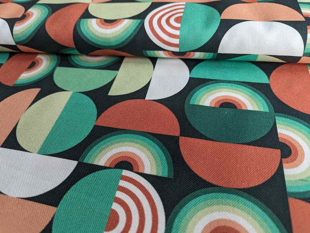 Baumwollstoff, Canvas, Retro Musterung – Grün