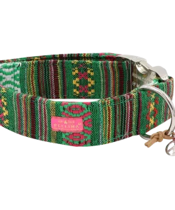 PELLINA Halsband „Boho green“ silber, 100% Baumwolle (S, M, L, XL)