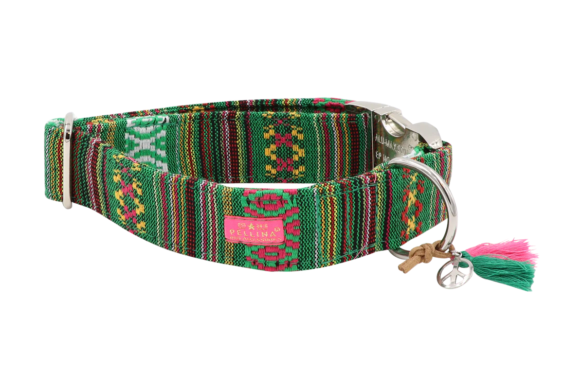 PELLINA Halsband „Boho green“ silber, 100% Baumwolle (S, M, L, XL) – Bild 2