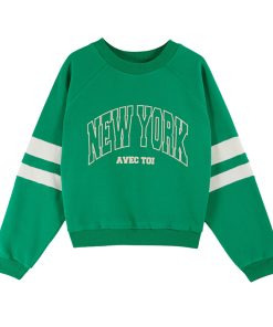 EMILE & IDA – Sweatshirt, ‚NY‘, wasabi, Biobaumwolle
