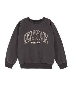EMILE & IDA – Sweatshirt, ‚NY‘, Bitume, Biobaumwolle