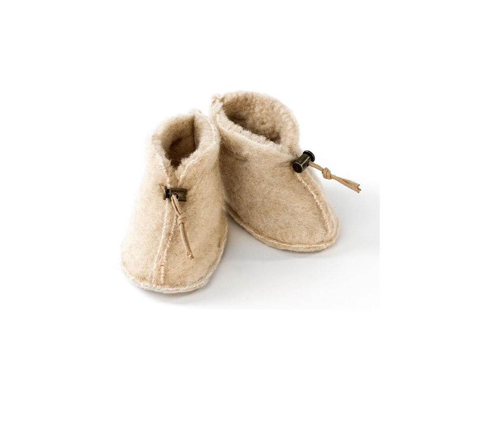 Alwero – Schühchen Baby, Emo Wool, Beige, Biowolle