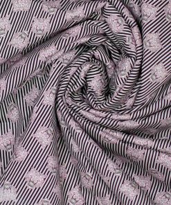 Fibre Mood Baumwollstretch, Tigerköpfe auf Streifen