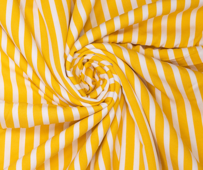 Fibre Mood Viskosestoff – Crêpe Stoff, breite Streifen Gelb / Weiß