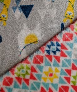 Flauschstoff, Double Face mit Lamas / Zackenmusterung