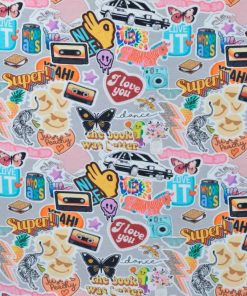 Jersey, Sticker, Good Vibes, Rosa auf Hellgrau – Digitaldruck