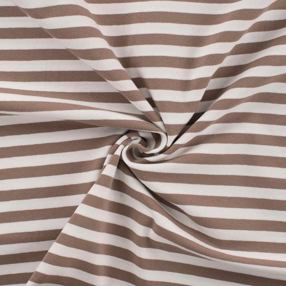 Jersey, breite Streifen Taupe / Weiß – Bild 2