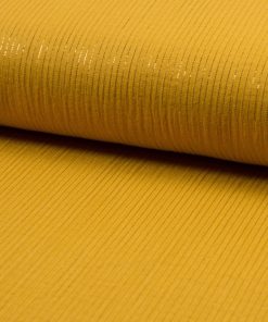 Gauze, Musselin – Double Gauze, Senf mit feinen Glitzer Streifen
