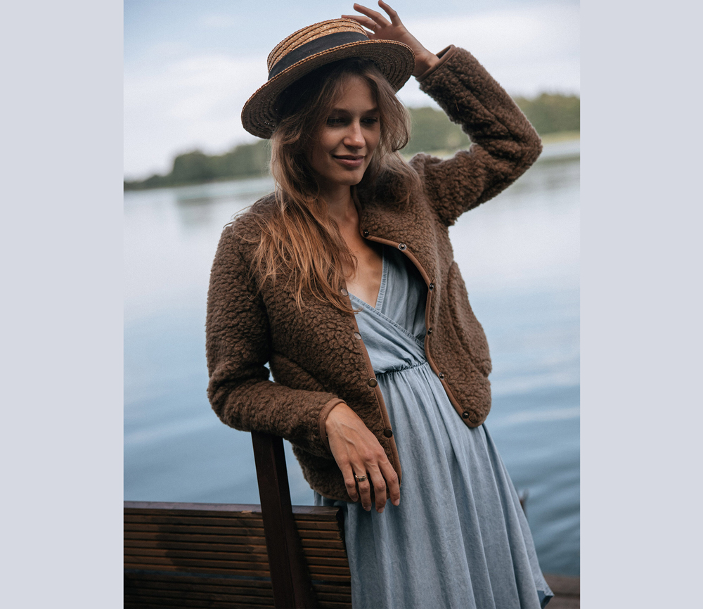 Alwero – Jacket Women KALLY, Biowolle, ENGLISH TEA – Bild 6