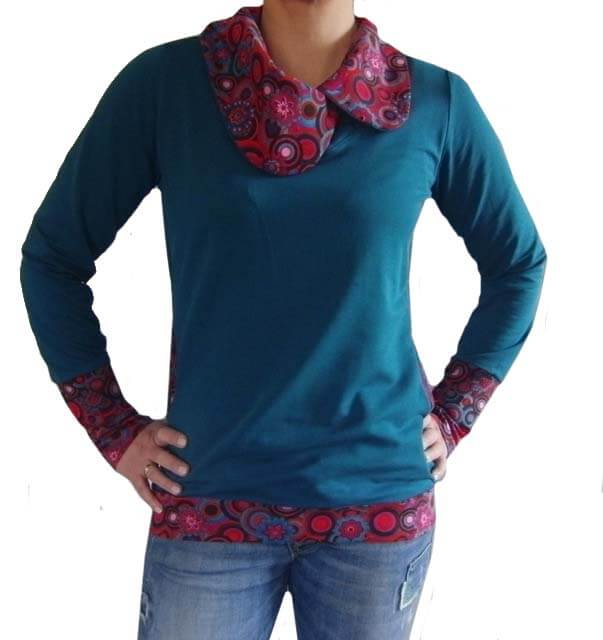 French Terry, unifarben Petrol, Sweatshirtstoff brushed – Bild 3