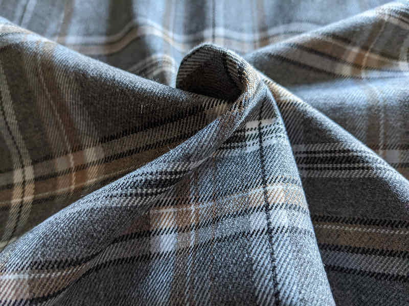 Weich fallendes Mischgewebe, Karomuster Grau / Beige