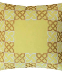 Kissenbezug Kissenhülle Kurbelstickerei grafisch gelb braun 1 Stk 40×40 cm