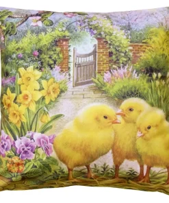 Kissenbezug Ostern Küken Garten Dekokissen Polyester bunt 40×40 cm
