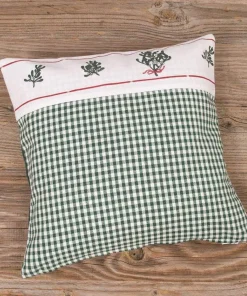 Kissenhülle Heimtextilien HILDE Mistel & grün weiß Karo Landhaus Premium 30×30 cm