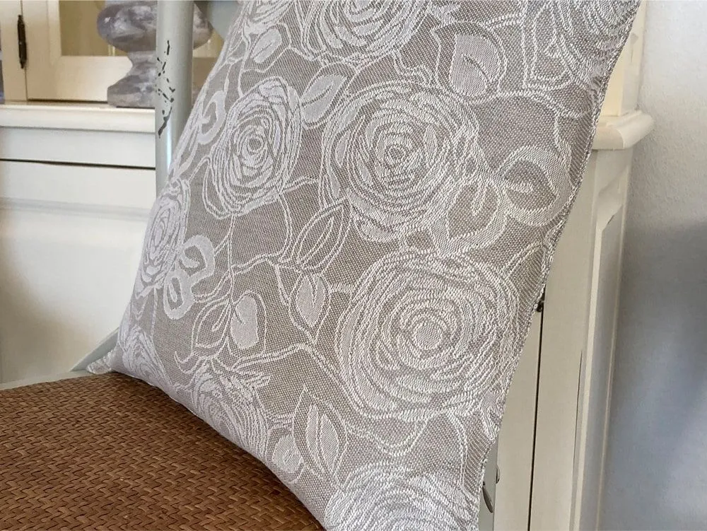 Kissenhülle Heimtextilien LYDIA Natur Rosen beige creme 46×46 cm Landhaus 1 Stk – Bild 3