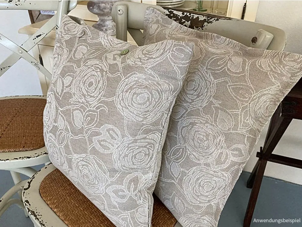 Kissenhülle Heimtextilien LYDIA Natur Rosen beige creme 46×46 cm Landhaus 1 Stk – Bild 4