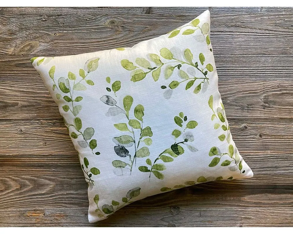 Kissenhülle Textilien NELIA Blätter ivory grau Landhaus 50×50 cm Ramie 1 Stk