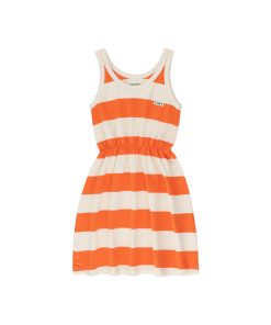 TinyCottons – Kleid „STRIPES“, light cream/summer red, Biobaumwolle