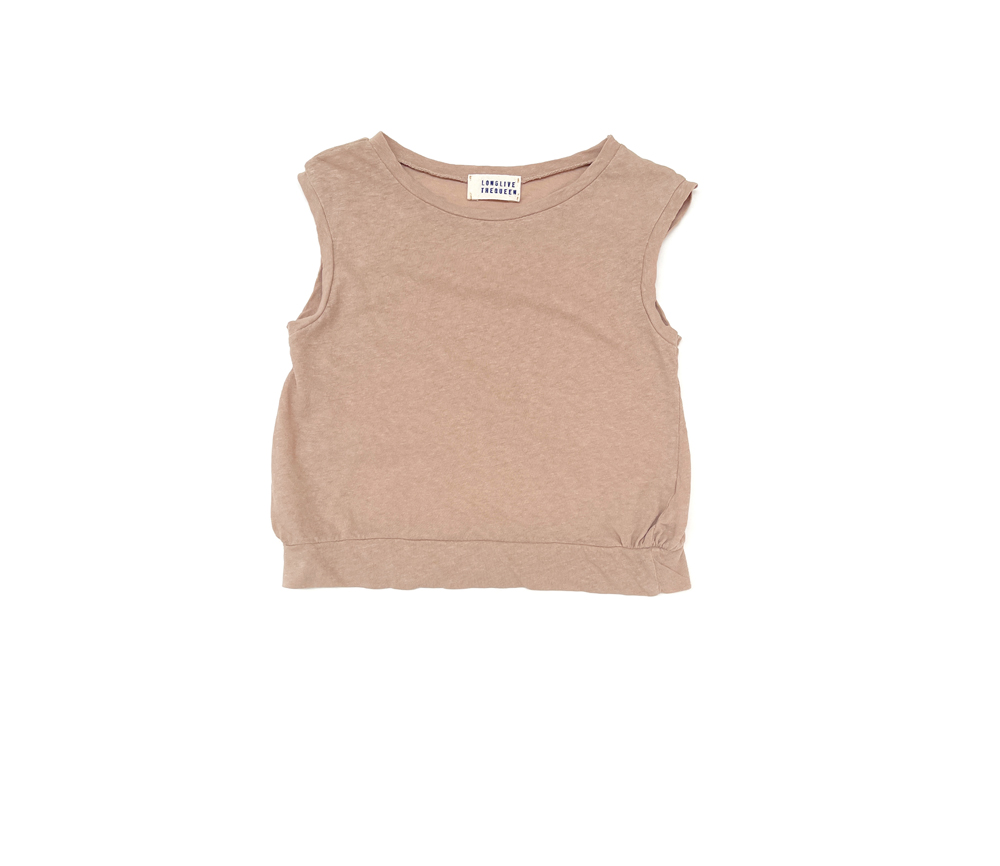 LongLiveTheQueen – T-Shirt ärmellos, Beige, Biobaumwolle – Bild 2