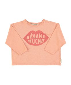 PiuPiuChick – Longsleeve „Bésame Mucho“, coral pink, Biobaumwolle (3J.)