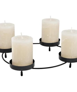Moderner Adventskranz für 4 Kerzen aus Metall in schwarz ø 24×4 cm