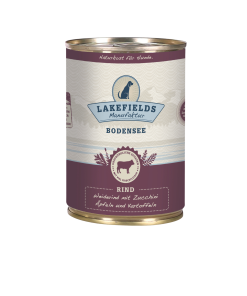 Lakefields Nassfutter WEIDERIND mit Zucchini, Äpfeln & Kartoffeln, getreidefreies Alleinfutter (200g, 400g, 800g)
