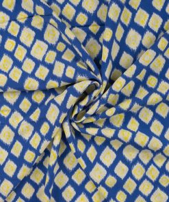 Viskose Stoff – grafische Musterung Blau / Gelb