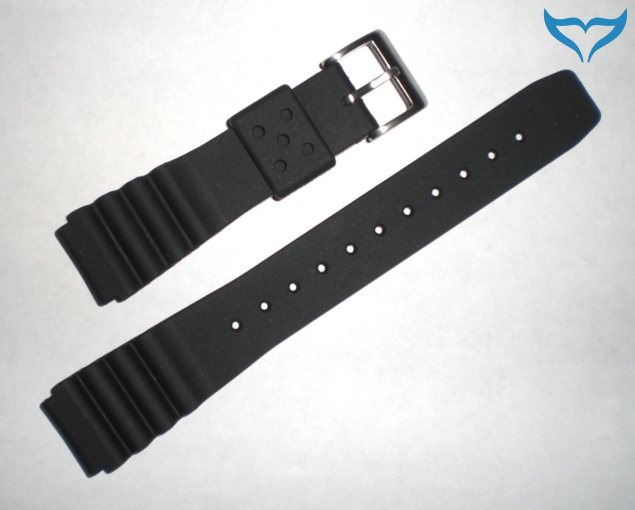 Armband Uhr Gummi schwarz 22mm extra lang Federsteg Schließe matt Kautschuk black