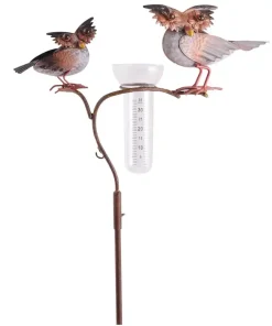 Regenmesser Eulen Metall Erdspieß Niederschlagsmesser Gartendeko 1 Stk 42×130 cm
