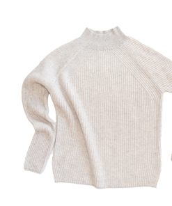 Papa Lobster – Pullover Damen/Teens, ‚MAUD‘, hellgrau/weiß, Kaschmir