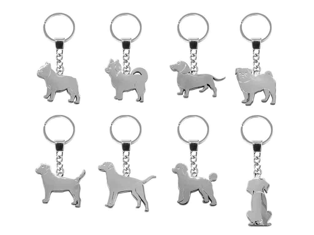 Schlüsselanhänger, aus Metall (verschiedene Hunde-Motive/Rassen) – Bild 2